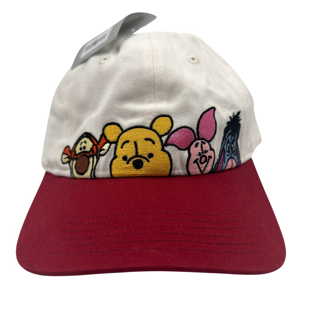 Disney Parks Winnie the Pooh Tigger Piglet Eeyore Baseball Cap Hat White Red NWT
